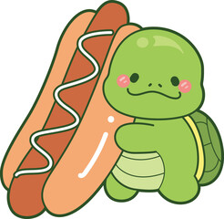 Obraz premium Kawaii turtle daily life sticker cute. Cute turtle mascot illustrations.
