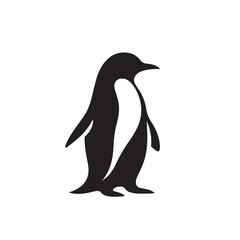Obraz premium Penguin vector silhouette. Elegant logo icon of penguin. Penguin vector illustration black and white.
