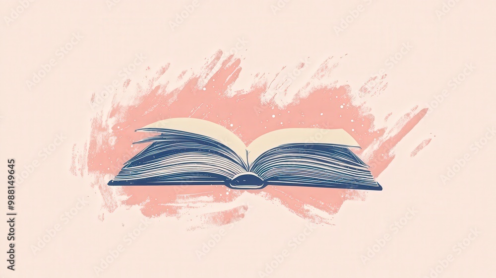 Poster simple open book vector illustration on pastel background | minimalist transparent design with basic