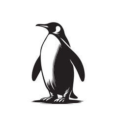 Obraz premium Penguin vector silhouette. Elegant logo icon of penguin. Penguin vector illustration black and white.