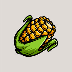 small corn line art style sketch classic vintage design illustration