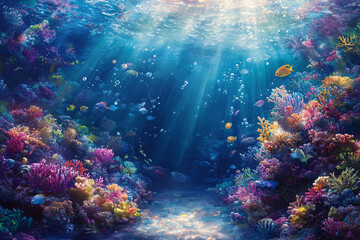 Vibrant Underwater Scene: A Coral Reef Oasis