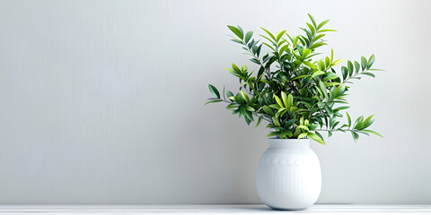 Minimalist Potted Plant on Light Blue Background