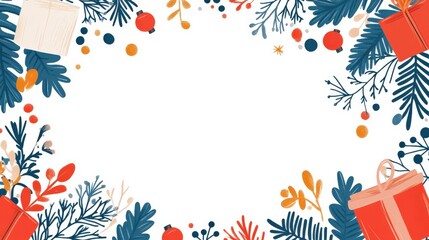 Elegant Christmas Greeting Card Frame Vector with Minimalist Design