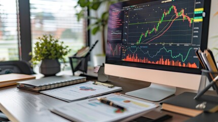 Naklejka premium Financial Data Analysis on Desktop