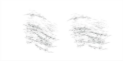 Tire tread marks, wheel textures, tire marks - car racing, motocross, drift, rally, off-road and others. Vector black isolated texture in grunge style with