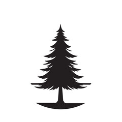 Pine tree vector silhouette. Pine tree logo, icon sign design. Evergreen tree illustration. Pine tree vector design isolated on white background.