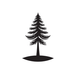 Pine tree vector silhouette. Pine tree logo, icon sign design. Evergreen tree illustration. Pine tree vector design isolated on white background.