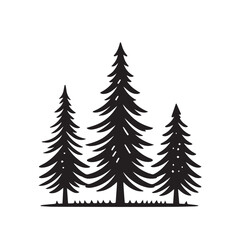 Pine tree vector silhouette. Pine tree logo, icon sign design. Evergreen tree illustration. Pine tree vector design isolated on white background.