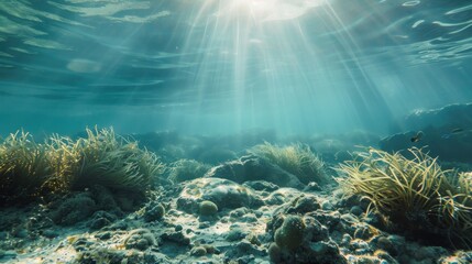 Obraz premium Sunbeams through the Ocean