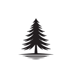 Pine tree vector silhouette. Pine tree logo, icon sign design. Evergreen tree illustration. Pine tree vector design isolated on white background.
