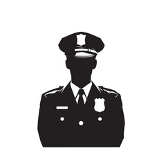 Policeman vector silhouette. Police officer logo, icon vector design isolated on white background. Policeman on duty vector illustration.