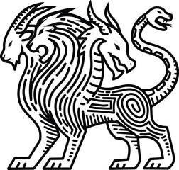 Mythical Chimera Creature Logo Design