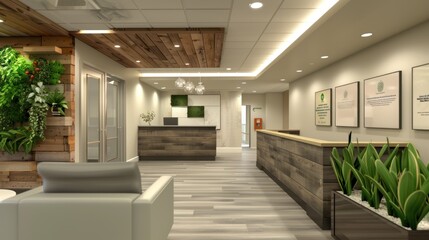 Fototapeta premium Modern Lobby with Wooden Accents