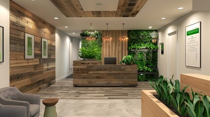 Obraz premium Modern Office Interior Design with Green Walls