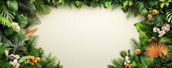 Lush green foliage with floral accents