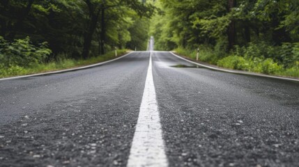 Naklejka premium Empty Road Through a Forest
