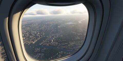 Fototapeta premium Cityscape From Airplane Window