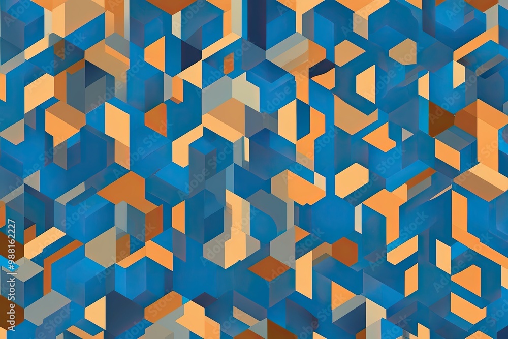 Poster lively blue hexagonal pattern abstract background design