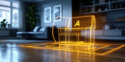 Obraz premium Modern living room with holographic design