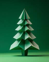Obraz premium Christmas origami style Christmas tree poster background
