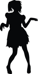 Zombie full body silhouette illustration. People posing zombie in black color