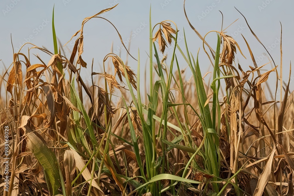 Poster grouping of brown grass and withered weeds isolated on clear background