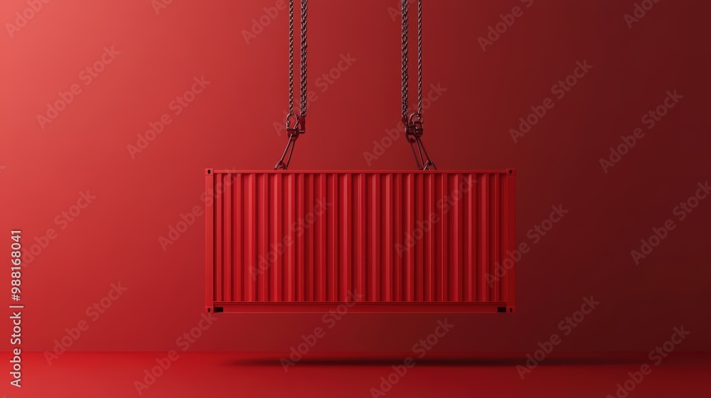 Poster Modern Red Cargo Container Service Delivery - 3D Render Illustrating Efficiency with Minimalistic Design