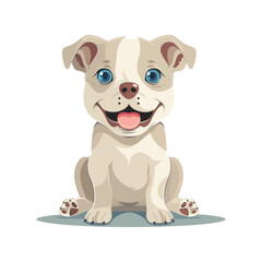 A cute cartoon puppy with bright blue eyes, a happy smile, and a playful expression. This adorable illustration is perfect for children's content, pet-related projects, and fun animal-themed designs