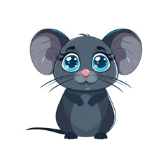 A charming cartoon mouse illustration featuring large blue eyes and oversized ears. The adorable design makes it perfect for children’s books, educational materials, and fun, animal-themed projects