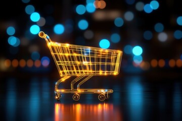 Shopping cart glowing with lights, stylish design