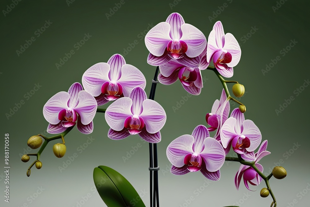 Poster cluster of orchids isolated on a background - realistic 3d rendering illustration of exotic plants a