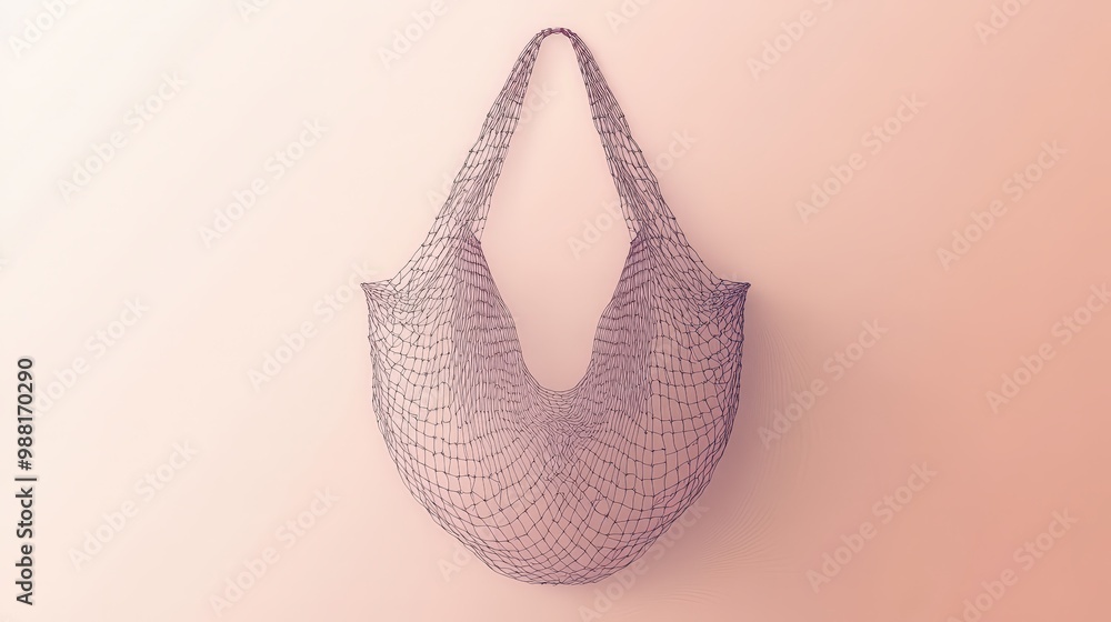 Aufkleber minimalistic 2d vector illustration of string net bag in soft pastel tones on transparent background