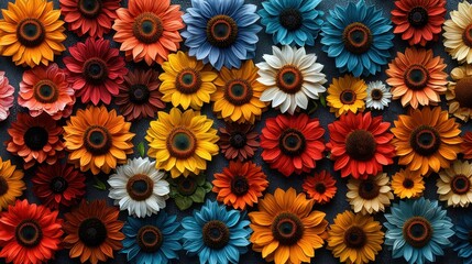 Colorful Sunflowers Pattern  Floral Background  Abstract Flower Art