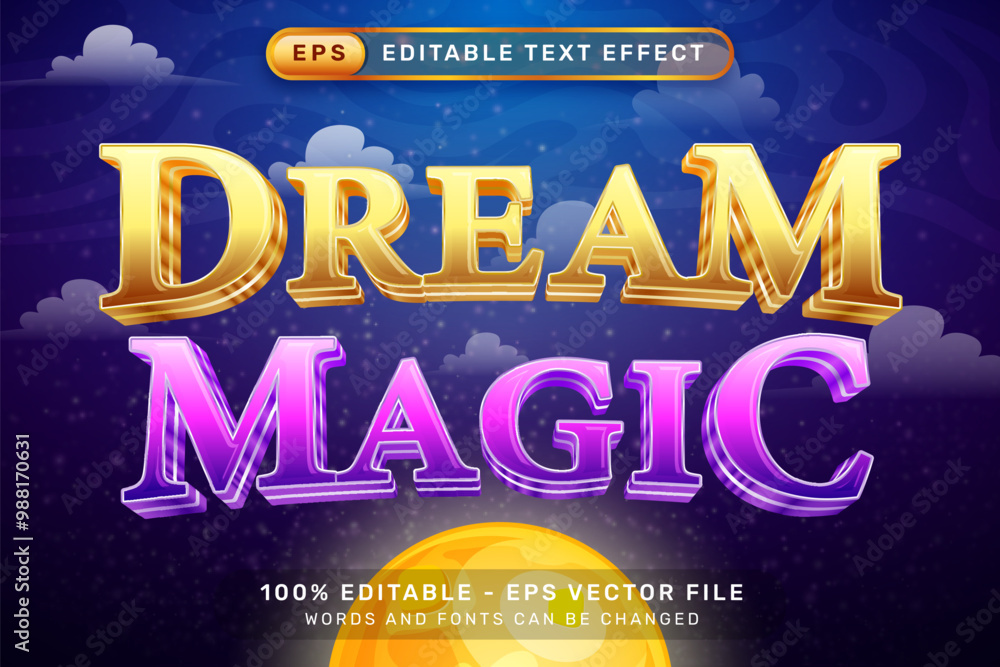 Poster dream magic 3d text effect and editable text effect