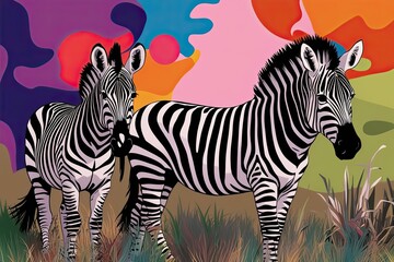 Fototapeta premium Vibrant Abstract Zebra Art in a Lush Natural Setting