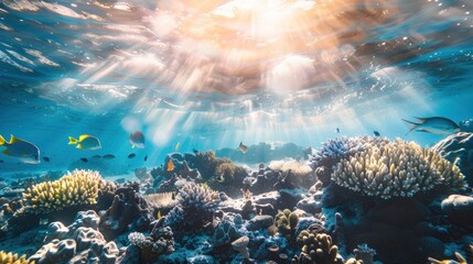 Fototapeta premium Underwater Paradise: Coral Reef and Fish