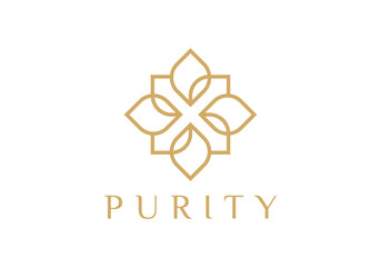 leaf abstract square elegant ornament logo design template