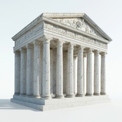 Obraz premium 3D Render of a Roman temple with decorative reliefs depicting mythological scenes, on isolated white background