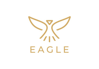 minimalist eagle line art logo vector design	
