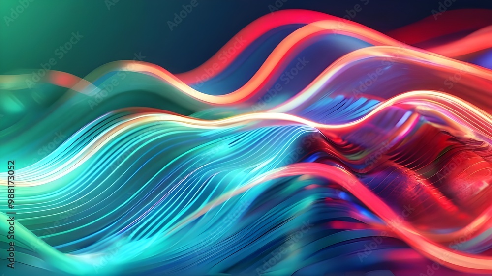 Poster colorful abstract background with flowing waves, featuring a vibrant blend of patterns and textures,