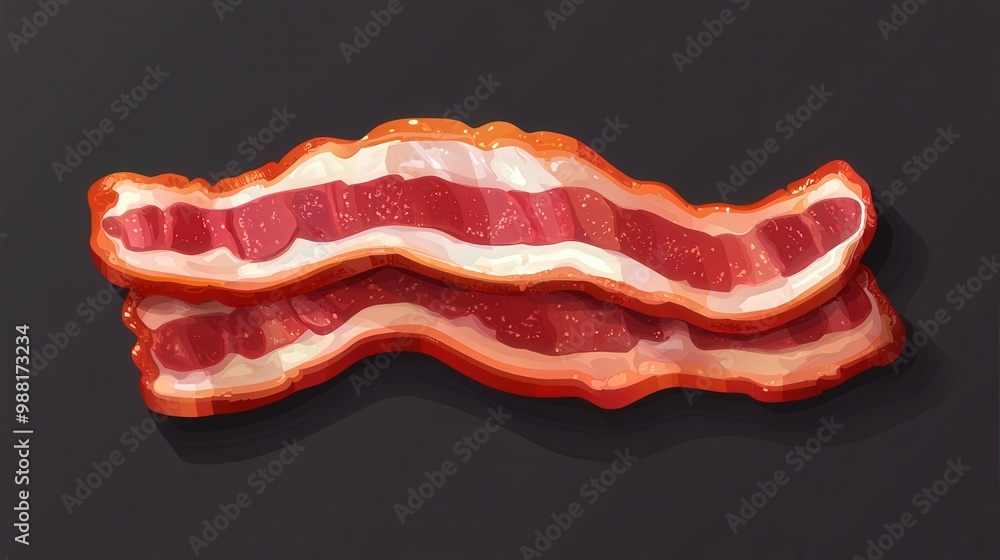 Poster crisp bacon slices minimal vector style on transparent background for design inspiration