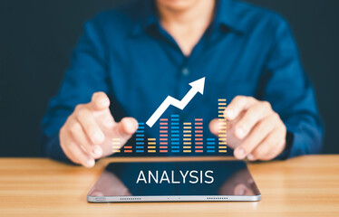 Online selling, Digital marketing, Businessman using laptop with website advertising, Marketing strategy planning