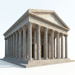 Fototapeta premium 3D Render of a Roman temple with large bronze doors, on isolated white background