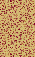 Crimson floral pattern on a cream background. design.