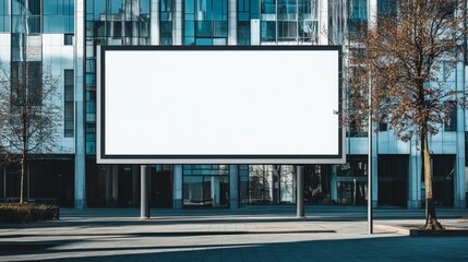 Fototapeta premium Blank advertising poster billboard in urban city. White banner with copy space