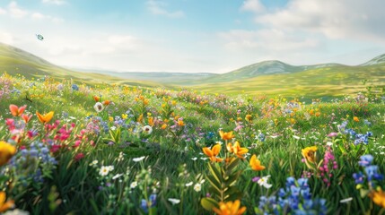 Fototapeta premium Vibrant Meadow Landscape