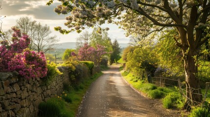 Naklejka premium Countryside Path in Springtime