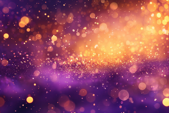  Vibrant abstract gold and purple glitter background with christmas fireworks