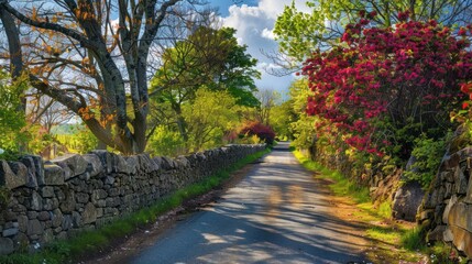 Naklejka premium Country Road in Spring
